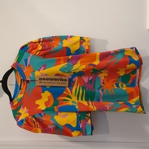 Nooworks puff sleeve tropical print top